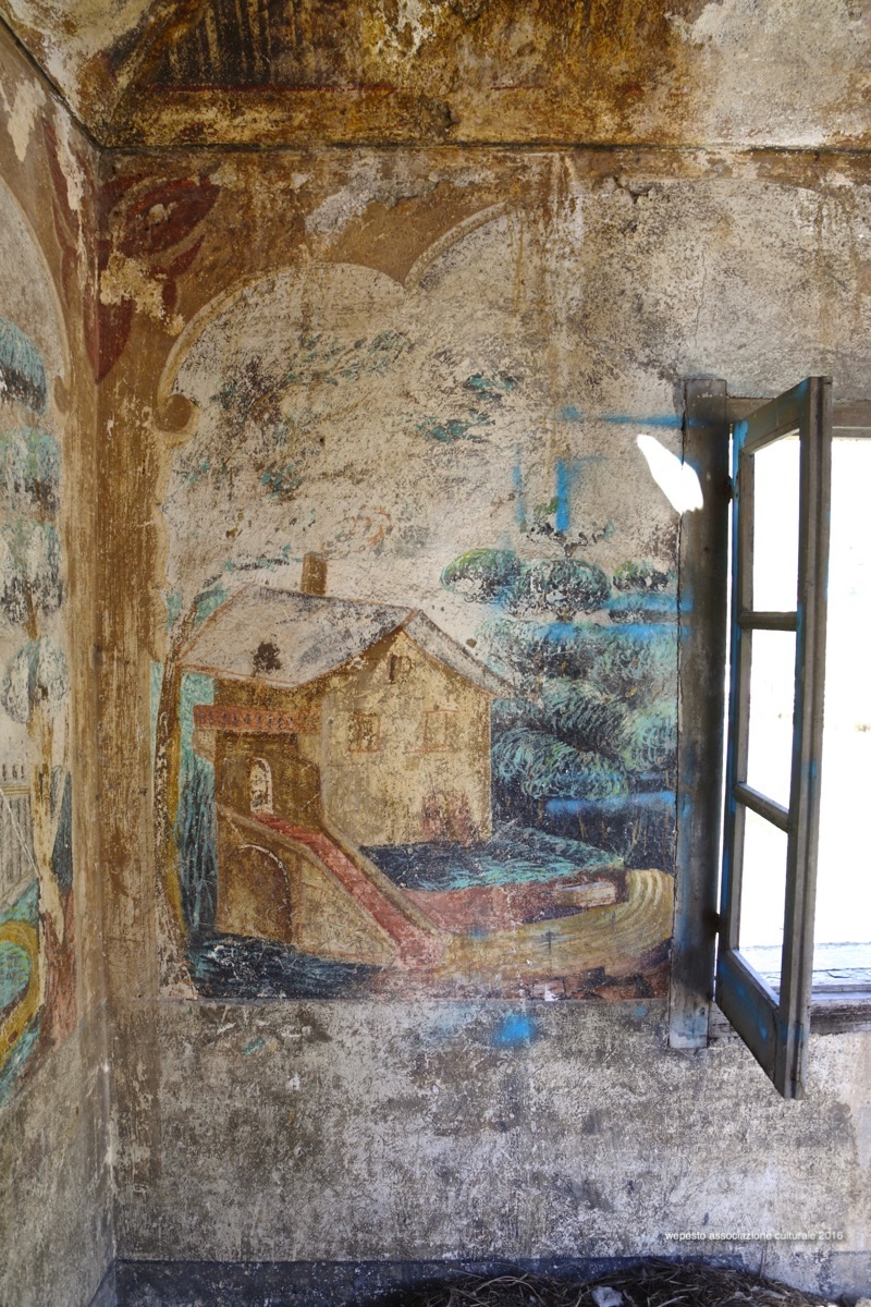 affreschi nel casello del dazio di pieve di teco